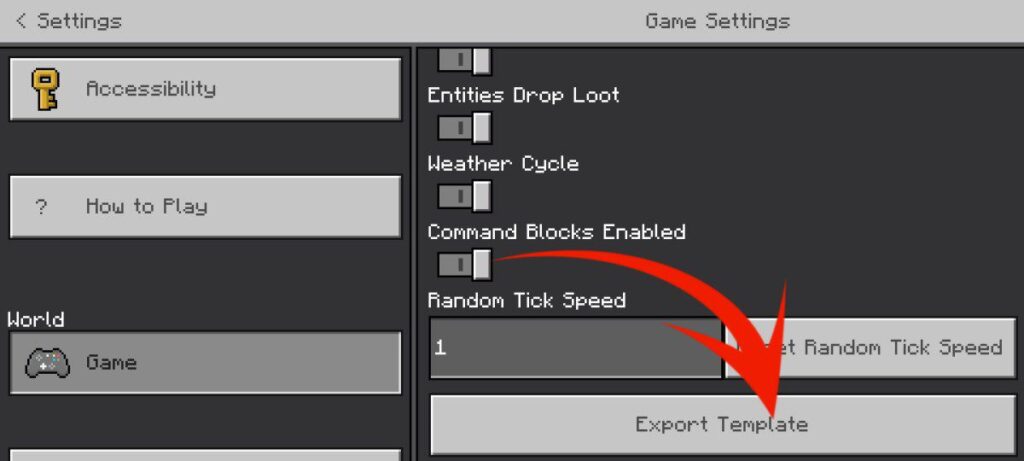Export World button