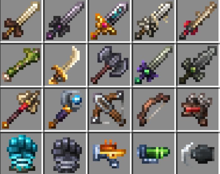 Weapons in Mutant Monsters Addon